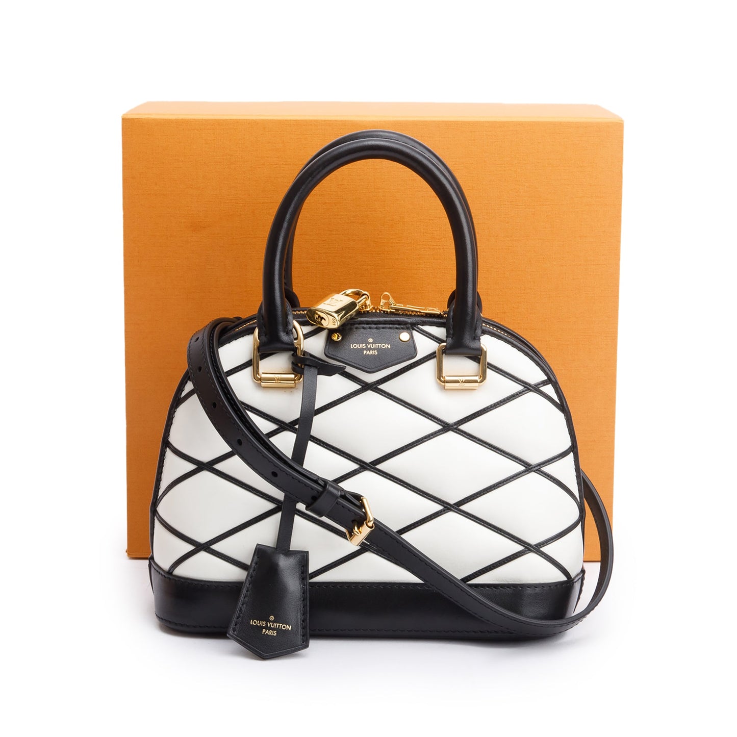Louis Vuitton White/Black Malletage Leather Alma BB