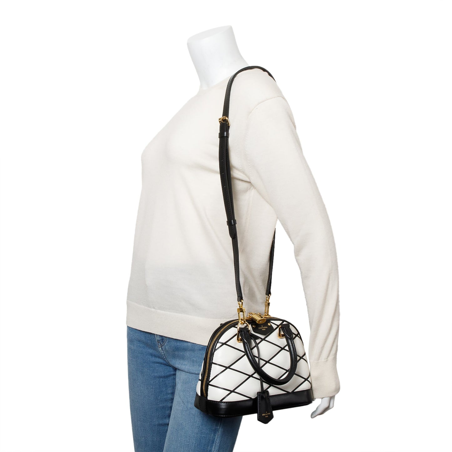 Louis Vuitton White/Black Malletage Leather Alma BB