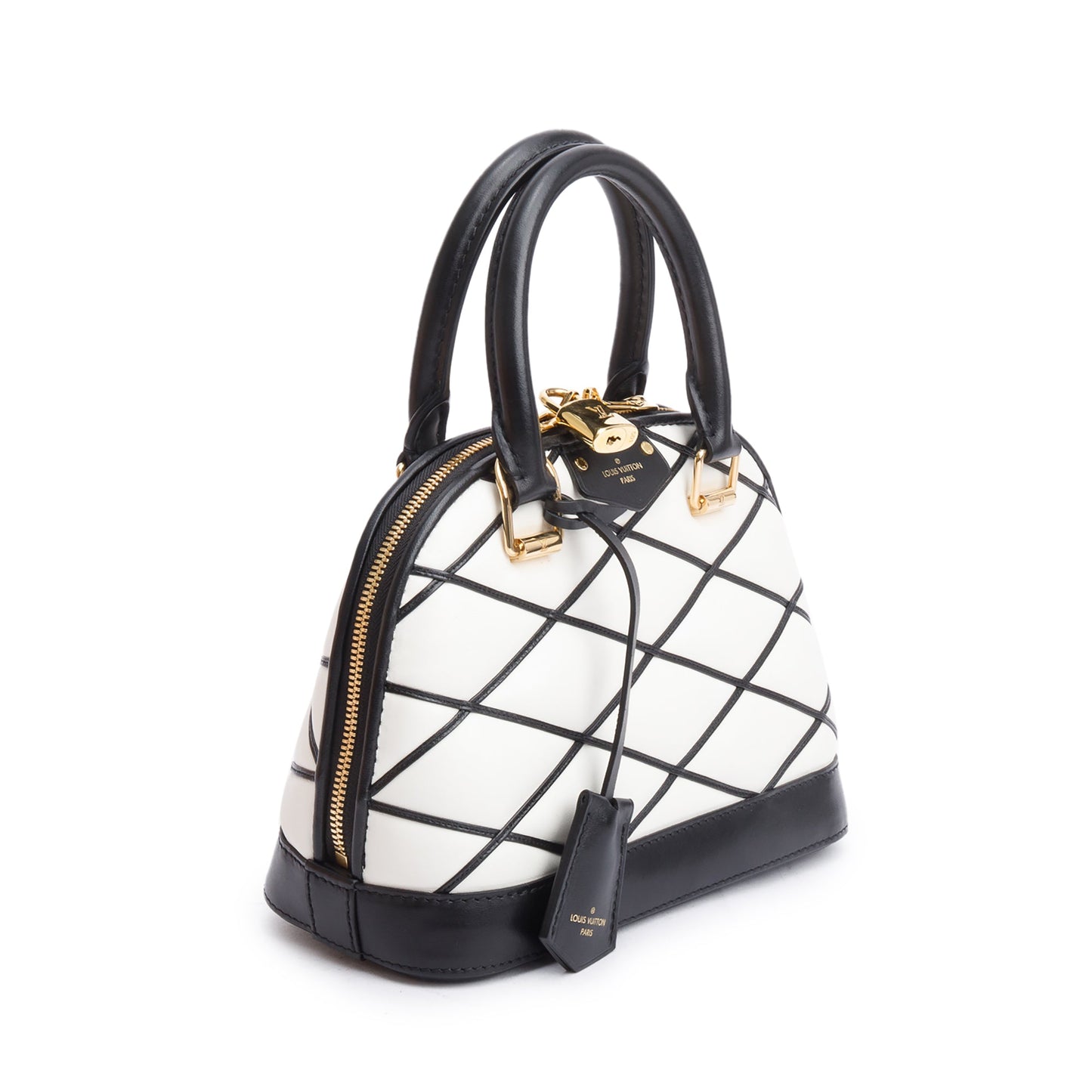 Louis Vuitton White/Black Malletage Leather Alma BB