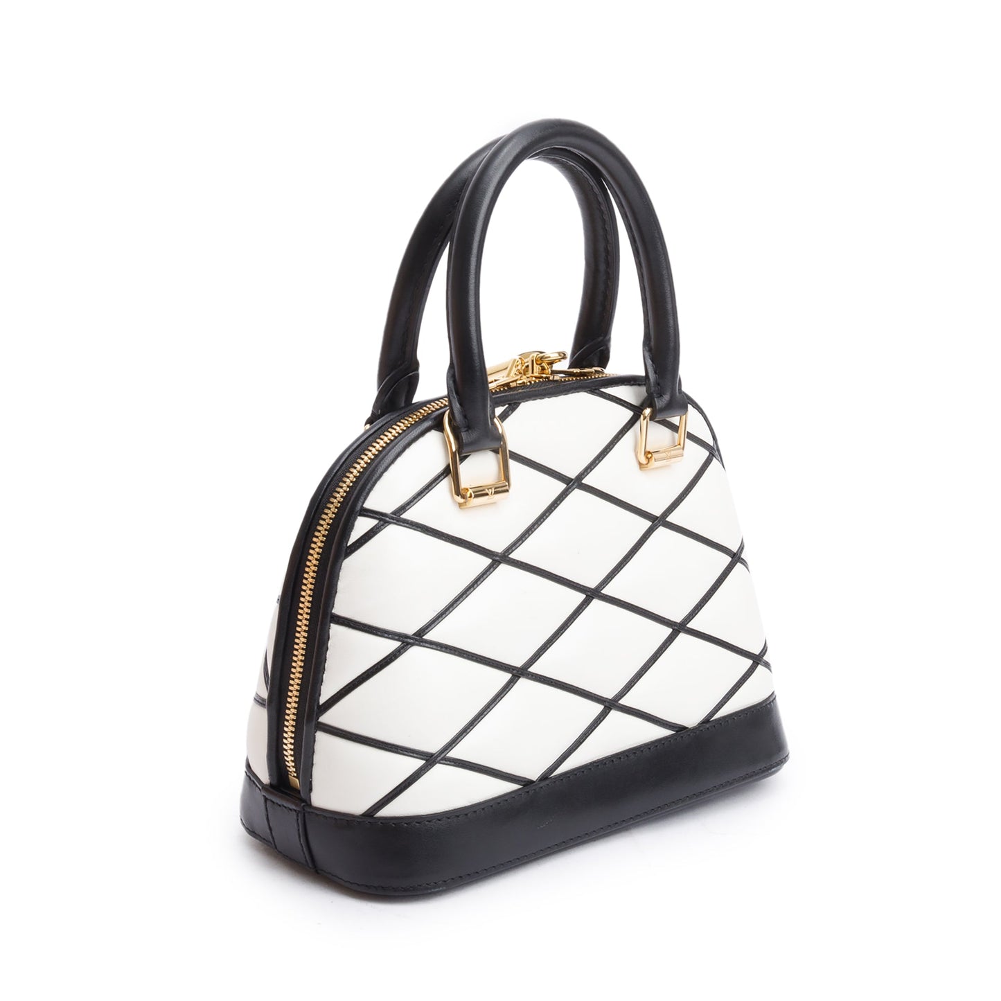 Louis Vuitton White/Black Malletage Leather Alma BB