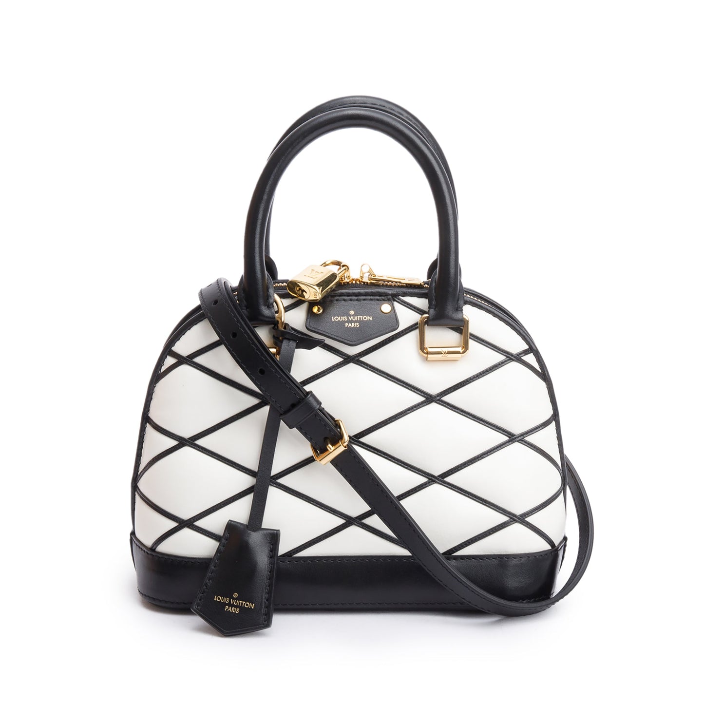 Louis Vuitton White/Black Malletage Leather Alma BB