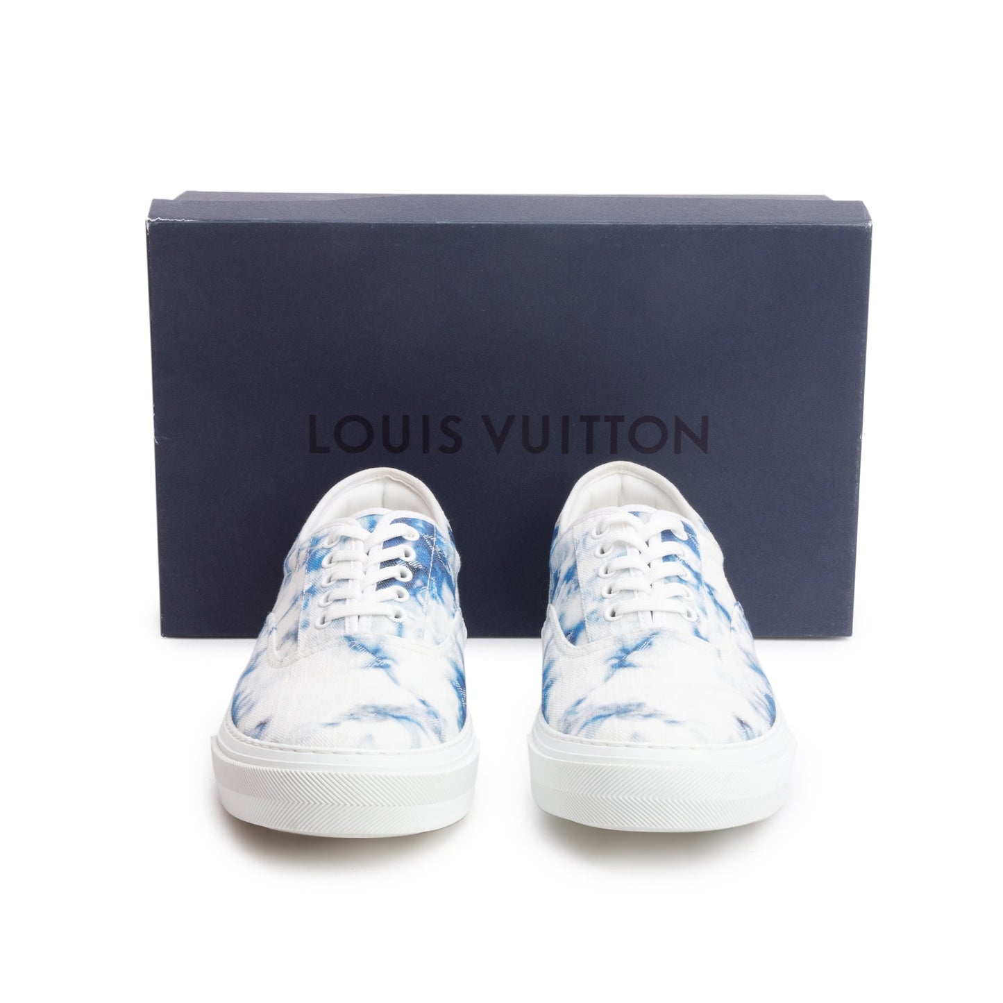 Louis Vuitton White/Blue Monogram Tie Dye Denim Canvas Trocadero Richelieu Sneakers, Size 9