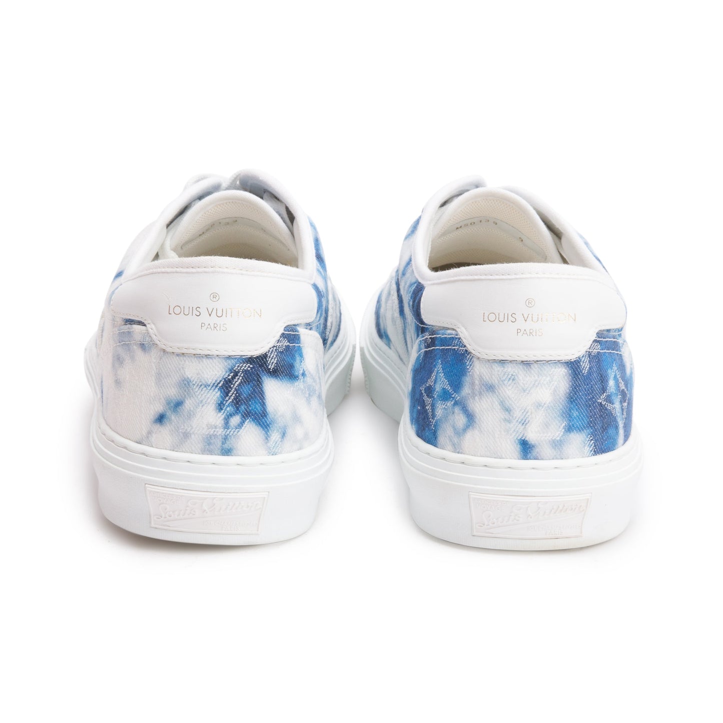 Louis Vuitton White/Blue Monogram Tie Dye Denim Canvas Trocadero Richelieu Sneakers, Size 9