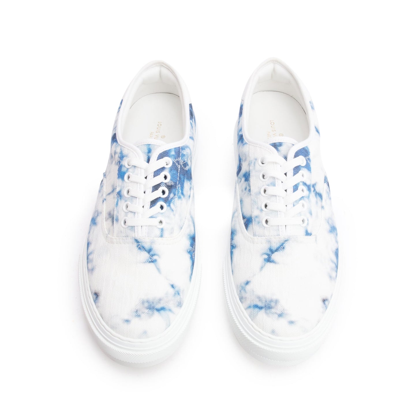 Louis Vuitton White/Blue Monogram Tie Dye Denim Canvas Trocadero Richelieu Sneakers, Size 9