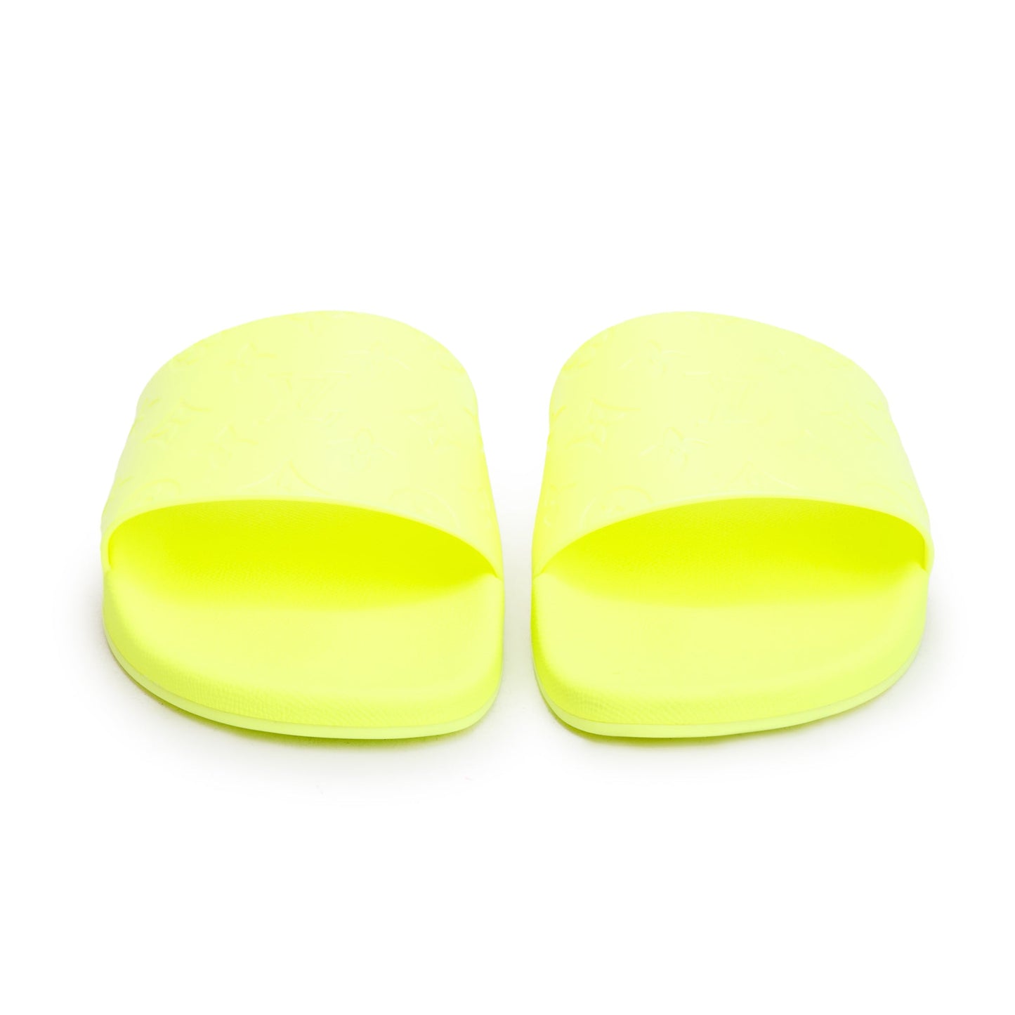 Louis Vuitton Yellow Rubber Embossed Monogram Waterfront Mule Slides, Size 12