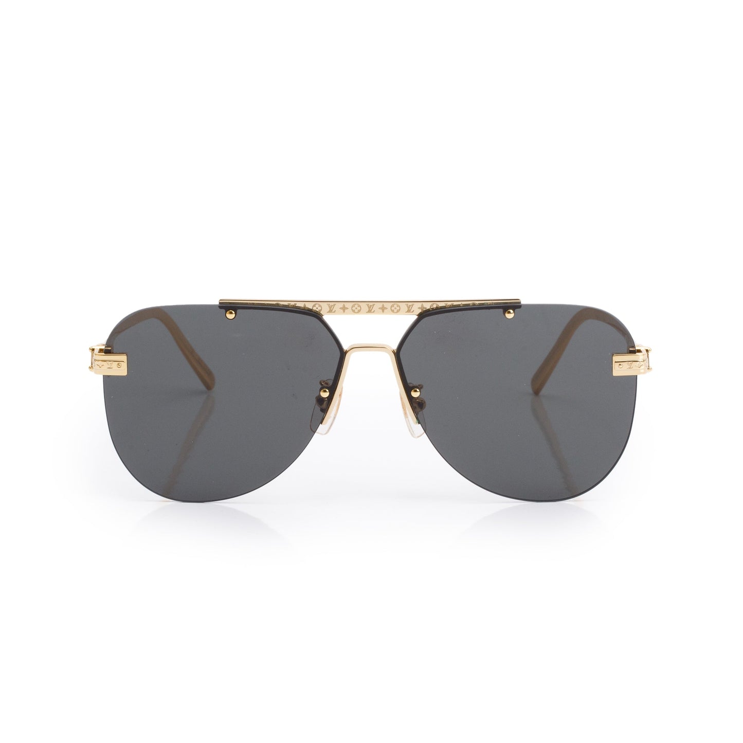 Louis Vuitton Z1262E Gold Tone Metal LV Ash Rimless Pilot Sunglasses