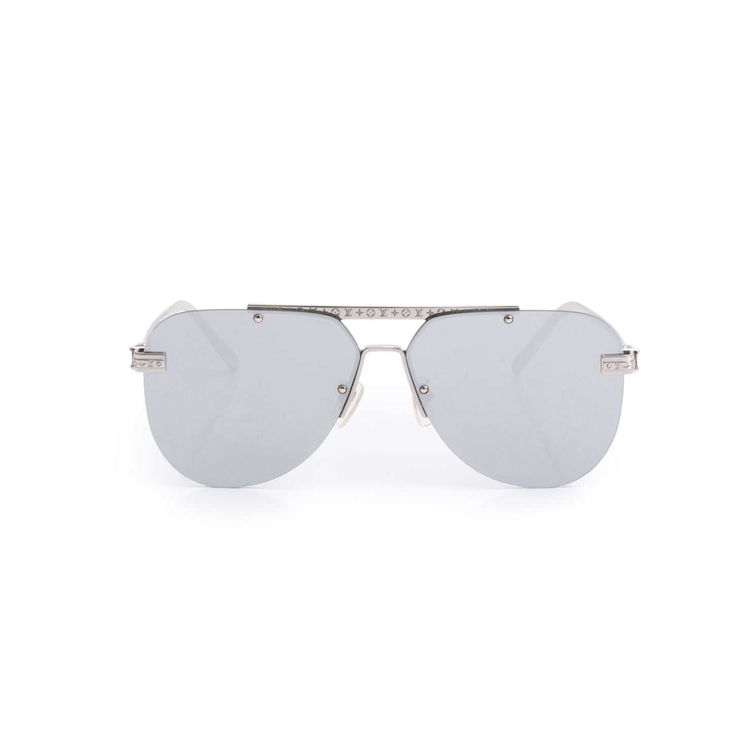 Louis Vuitton Z1262E Silver Tone Metal LV Ash Mirrored Pilot Sunglasses