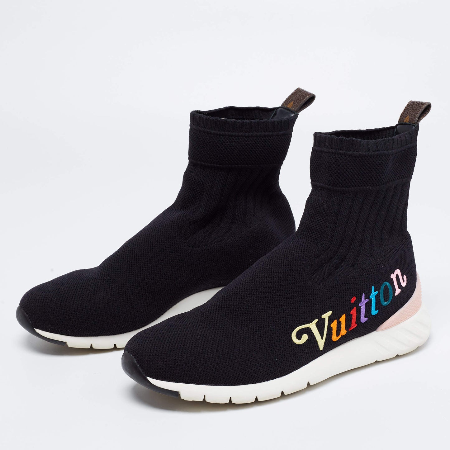 LOUIS VUITTON STRETCH KNIT AFTERGAME HIGH-TOP SNEAKERS