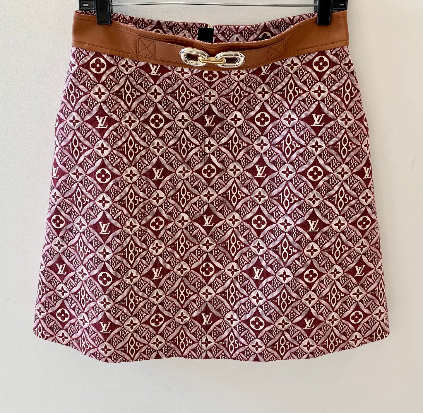LOUIS VUITTON LEATHER BELTED ZIP SKIRT