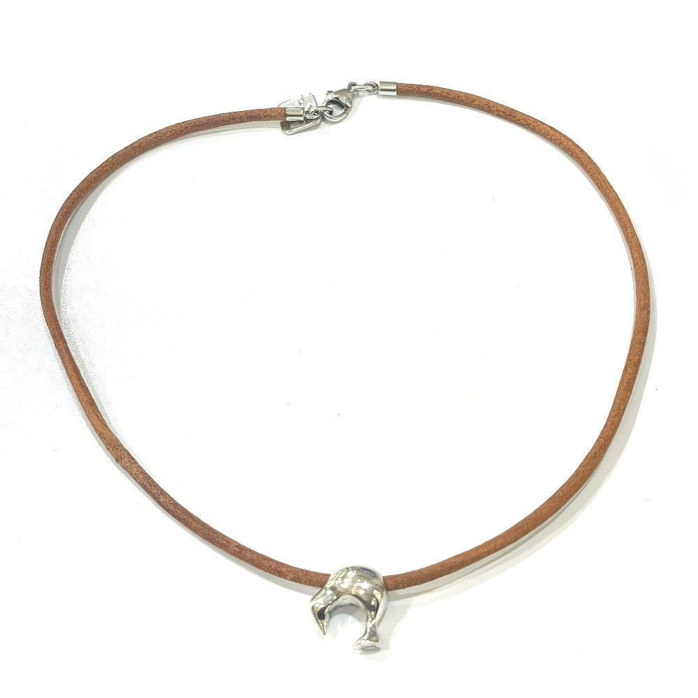 LOUIS VUITTON choker M80647 Leather, SV925 Silver Kiwi Kiwi LV cup 2003