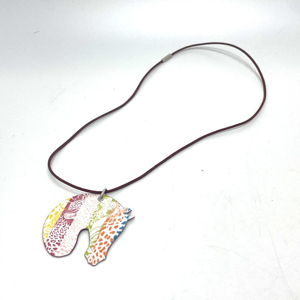 HERMES Necklace enamel multicolor Tattersall Tatouage GM Women