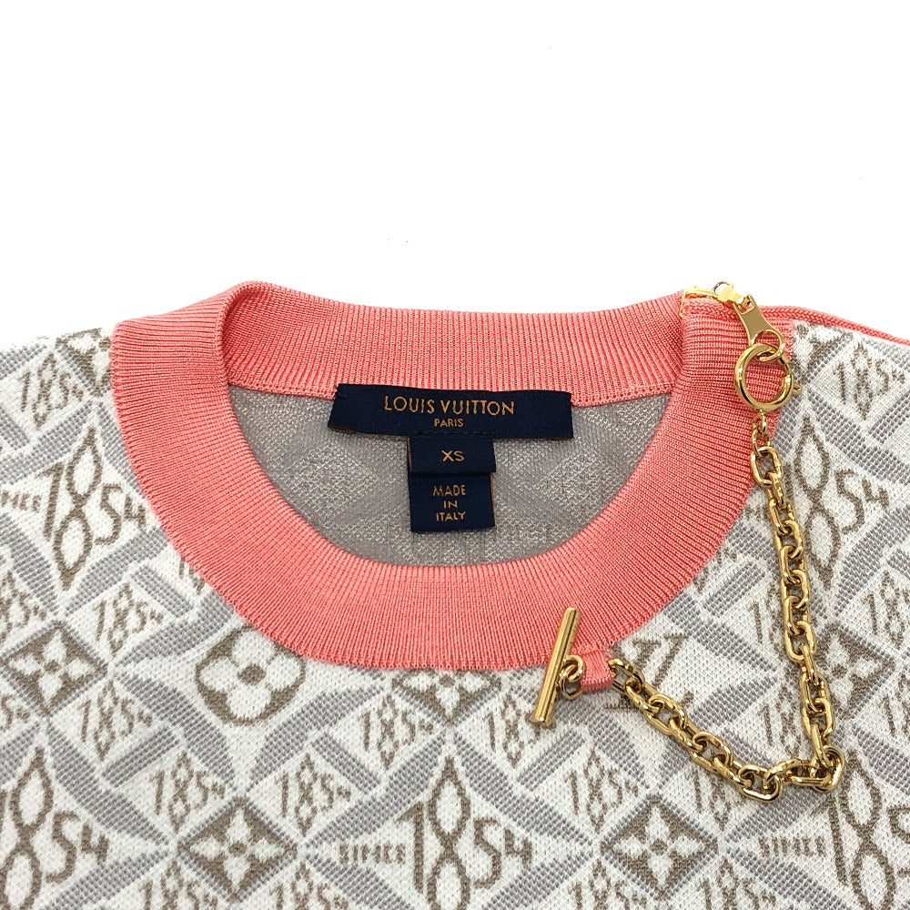 LOUIS VUITTON knit Silk, Cotton Gray / pink Monogram SUNCE1854 contrast trim Women XS