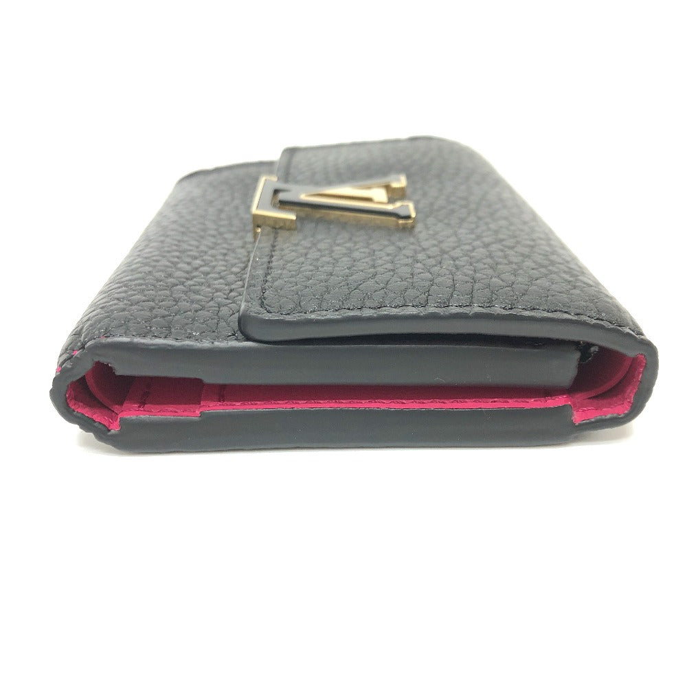 LOUIS VUITTON Trifold wallet M68587 Taurillon Clemence Leather black Portefeuille Capucines XS Women