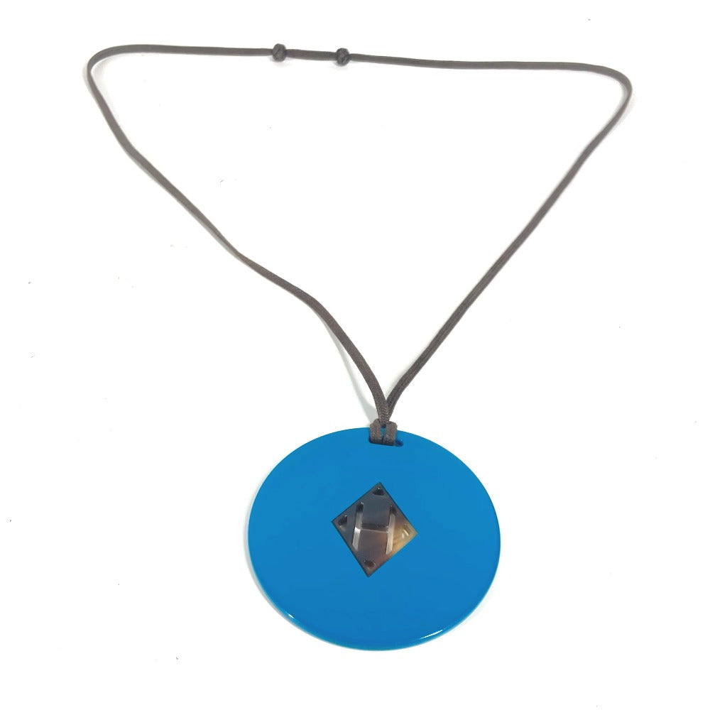 HERMES Necklace lacquer blue Accessories Buffalo horn Women