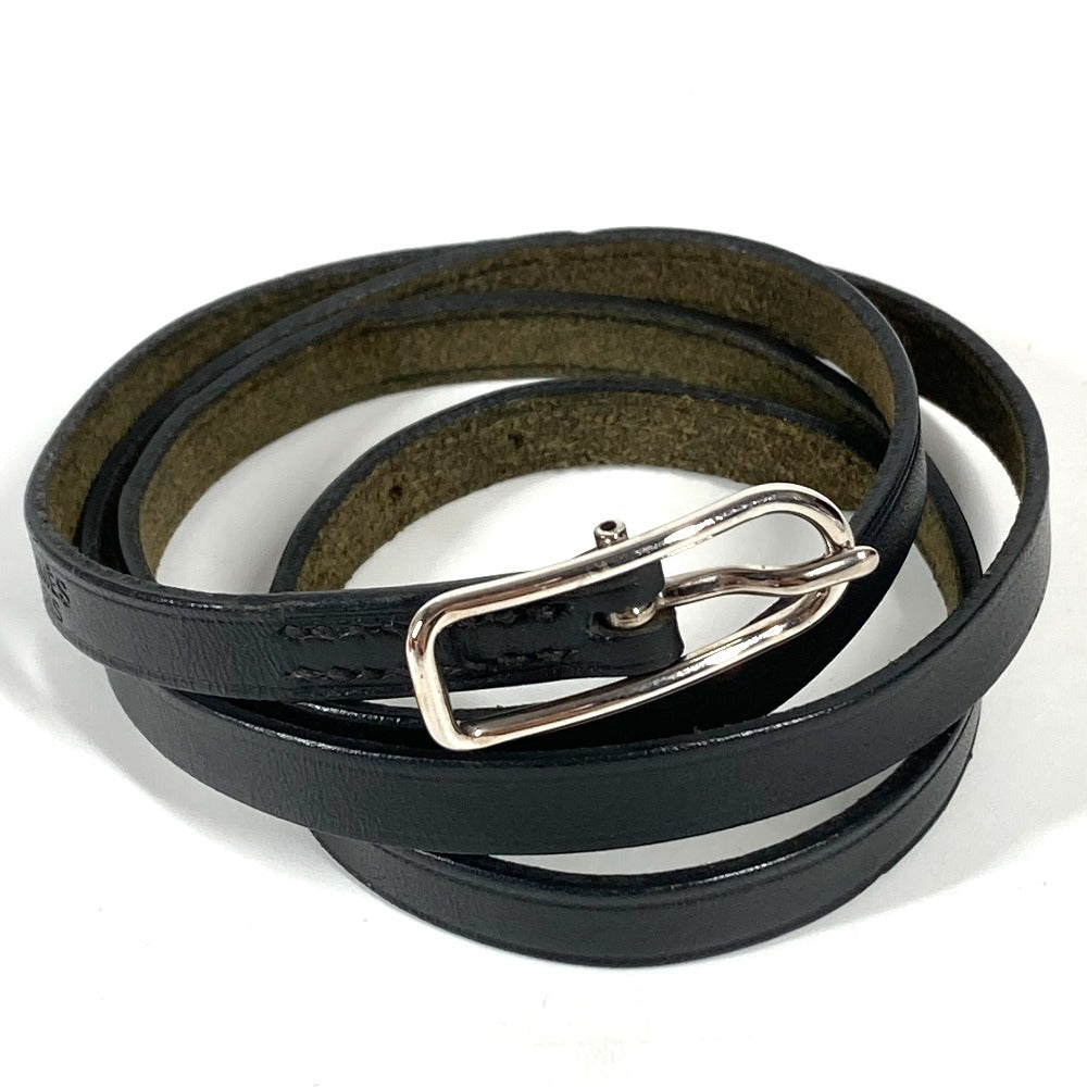 HERMES bracelet leather black API 4-row long unisex(Unisex)