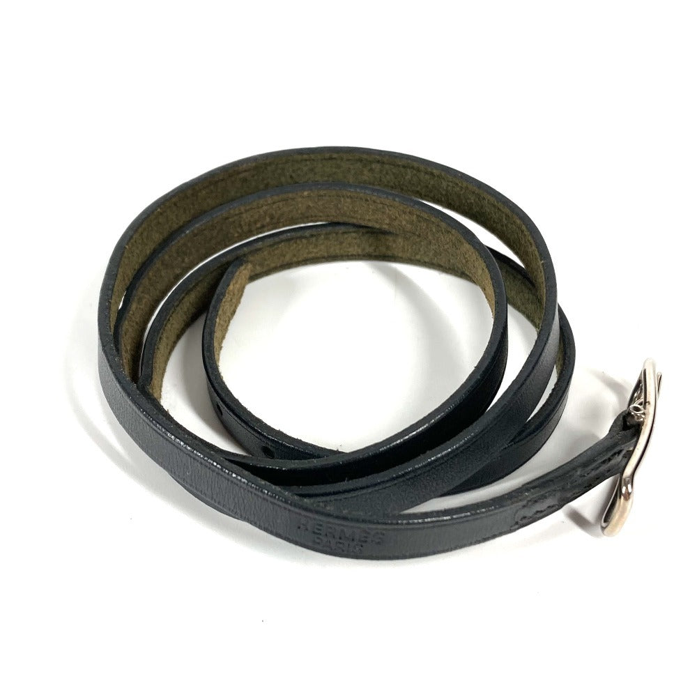 HERMES bracelet leather black API 4-row long unisex(Unisex)