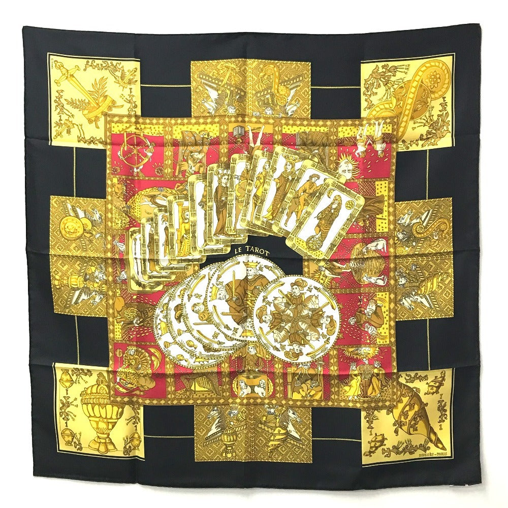 HERMES scarf silk black Carre90 Carre 90