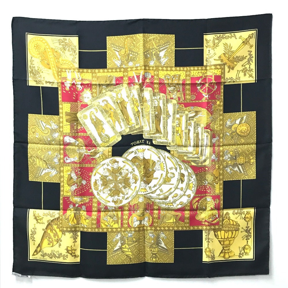HERMES scarf silk black Carre90 Carre 90