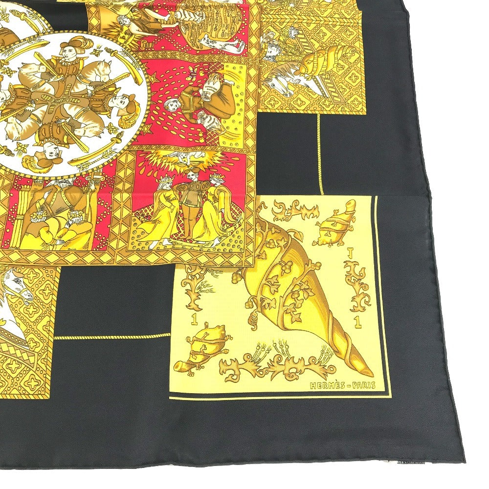 HERMES scarf silk black Carre90 Carre 90
