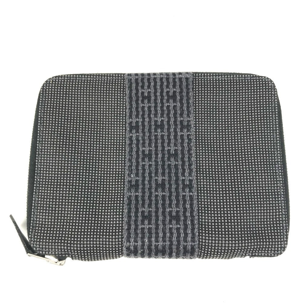 HERMES Notebook cover canvas gray Zip Around Her Line