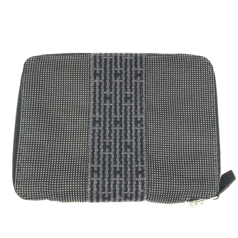 HERMES Notebook cover canvas gray Zip Around Her Line