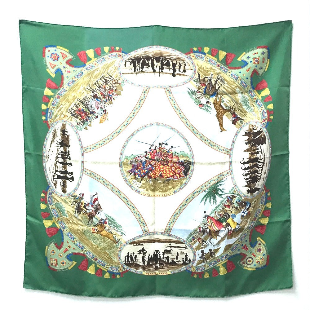 HERMES scarf silk green Carre90 Carre 90
