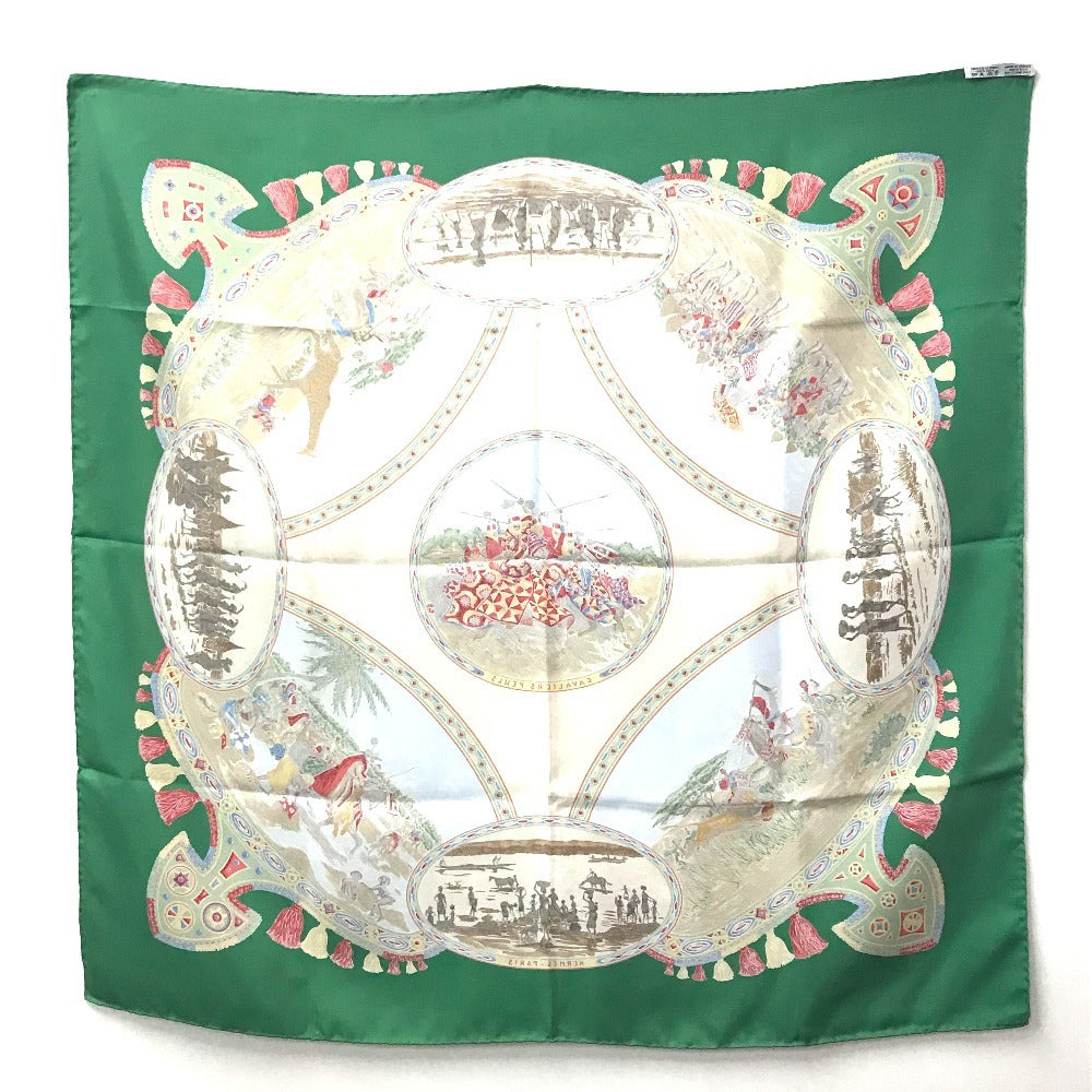 HERMES scarf silk green Carre90 Carre 90