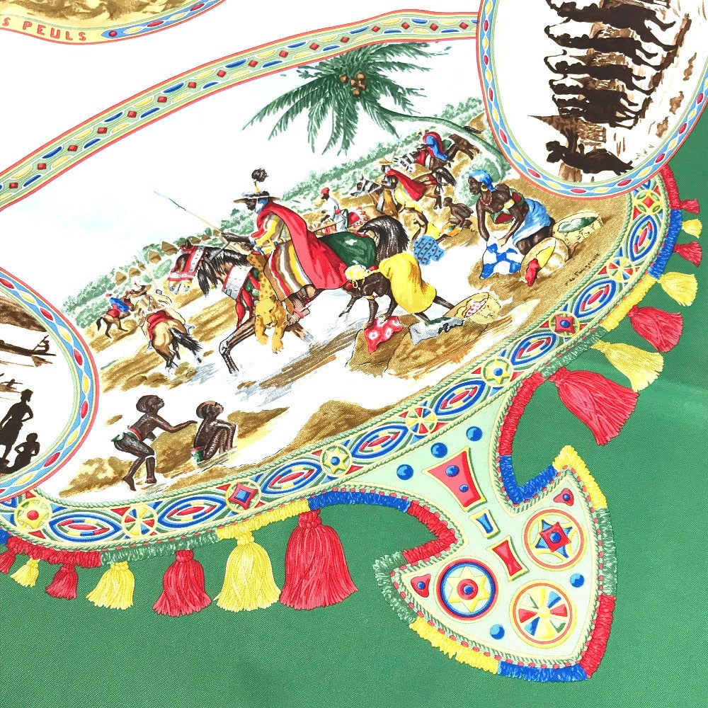 HERMES scarf silk green Carre90 Carre 90