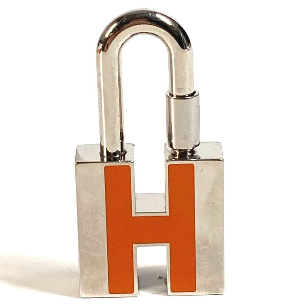 HERMES Pendant top metal Silver Cadena Padlock Charm H Logo Key