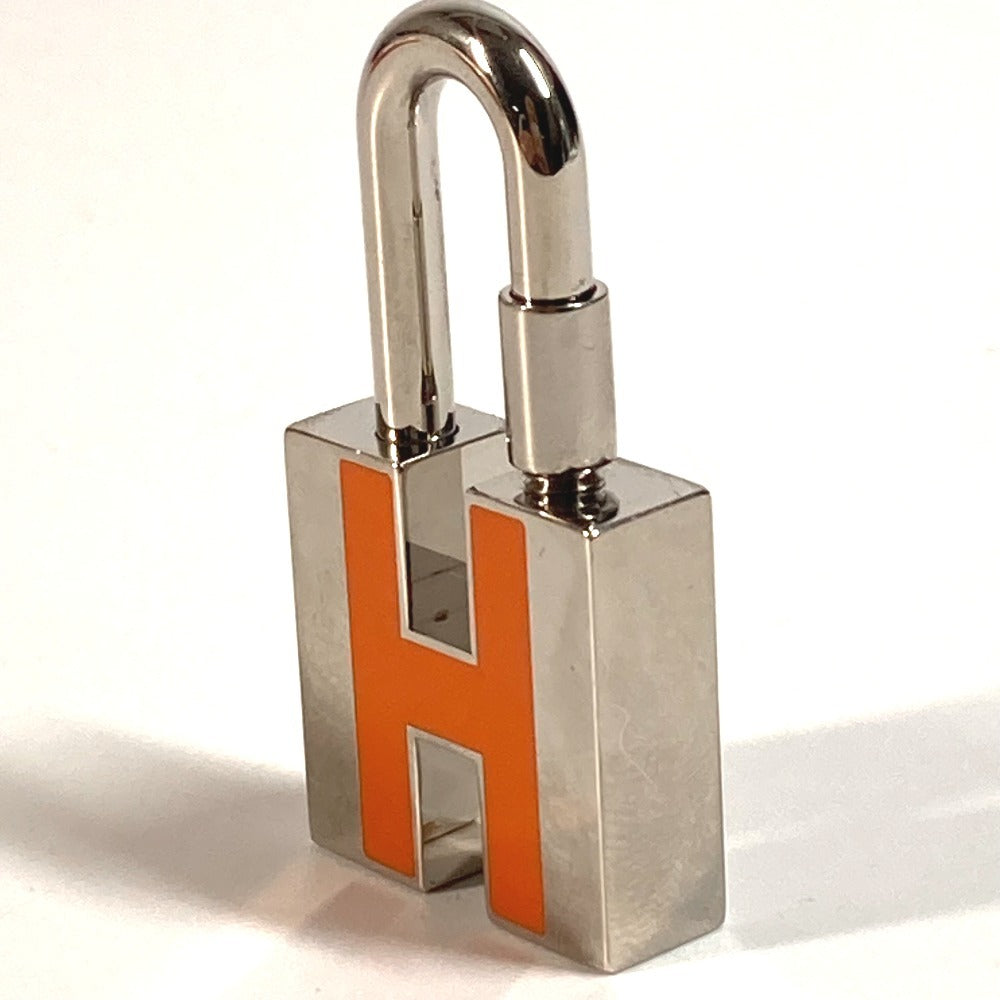 HERMES Pendant top metal Silver Cadena Padlock Charm H Logo Key