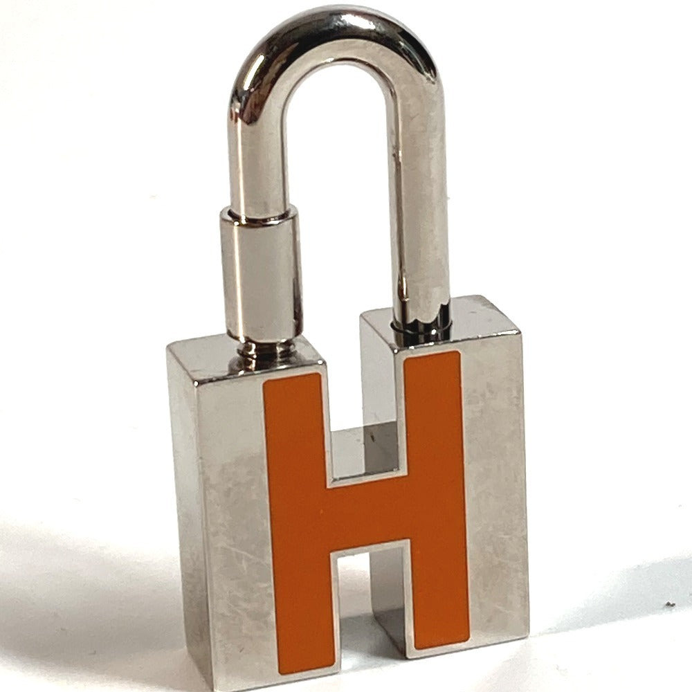 HERMES Pendant top metal Silver Cadena Padlock Charm H Logo Key