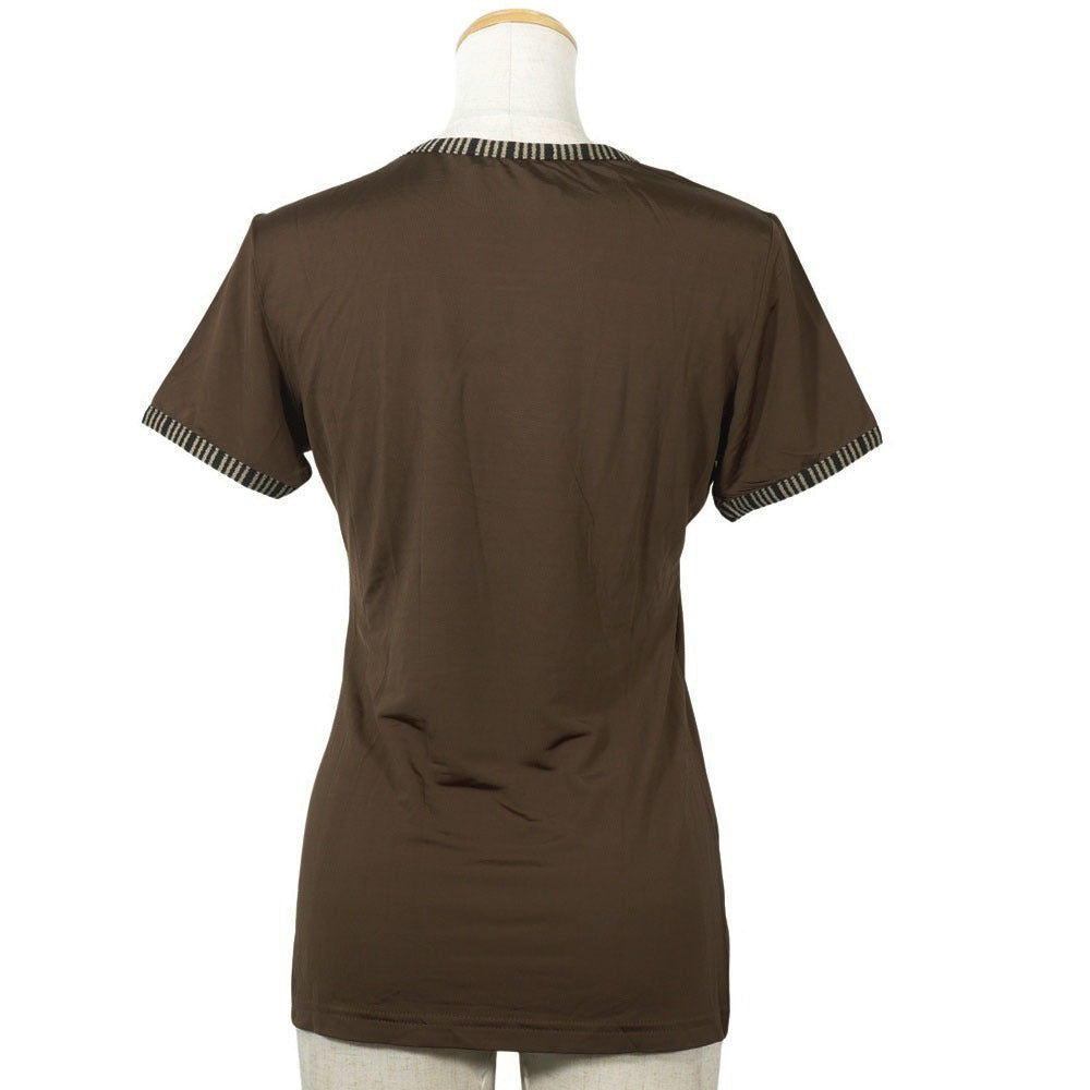 FENDI Short sleeve T-shirt Rayon Brown Pi Pink logo 42