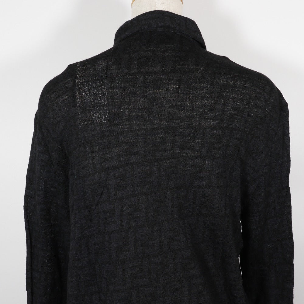 FENDI Long sleeve shirt wool black Zucca Women 40