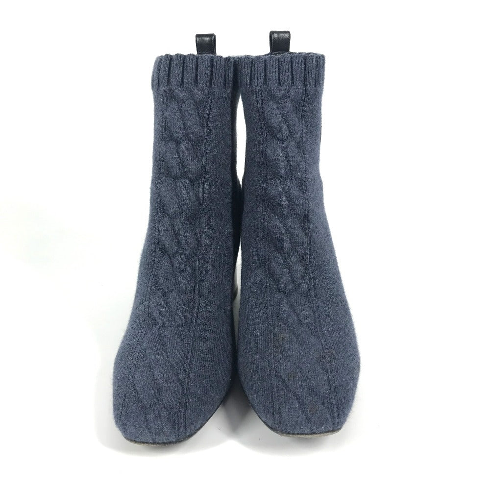 HERMES boots knit Navy Volver Short Boots Women 36.5