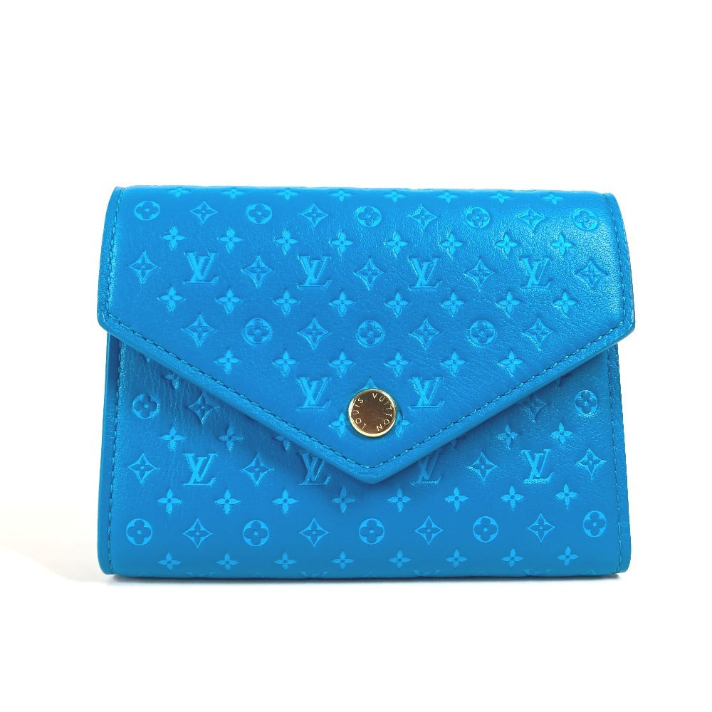 LOUIS VUITTON Trifold wallet M82314 leather blue Nanogram Portefeuille Victorine unisex(Unisex)