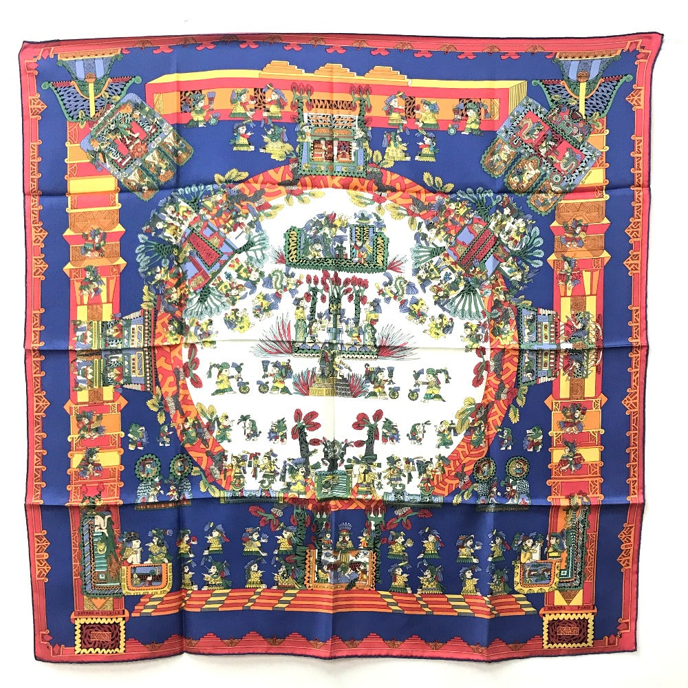 HERMES scarf silk Blue x red x white Carre90 ASTRES et SOLEILS Celestial bodies and the sun Women