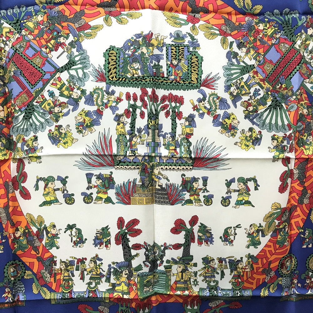 HERMES scarf silk Blue x red x white Carre90 ASTRES et SOLEILS Celestial bodies and the sun Women