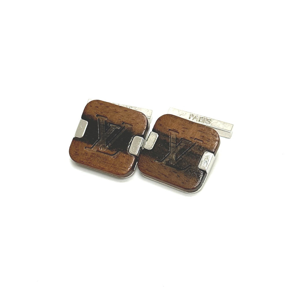 LOUIS VUITTON cuffs Wood, Stainless Steel Brown LV logo mens