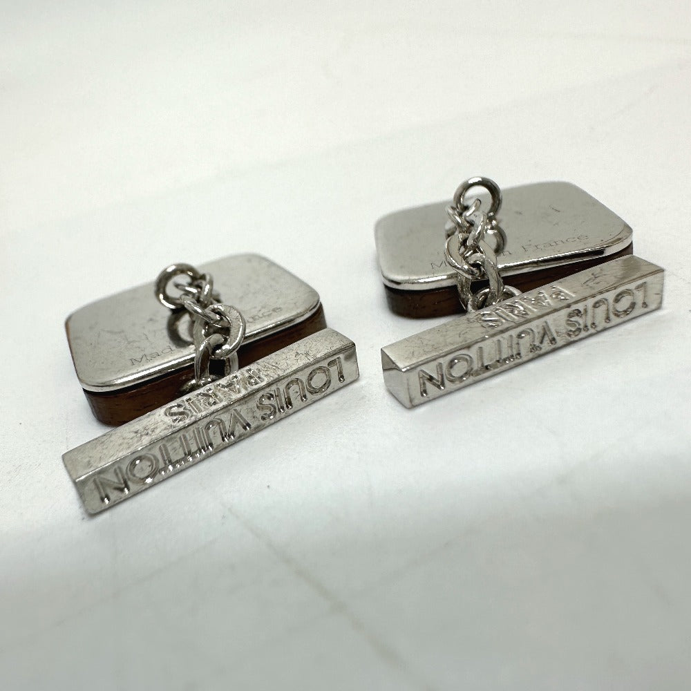 LOUIS VUITTON cuffs Wood, Stainless Steel Brown LV logo mens