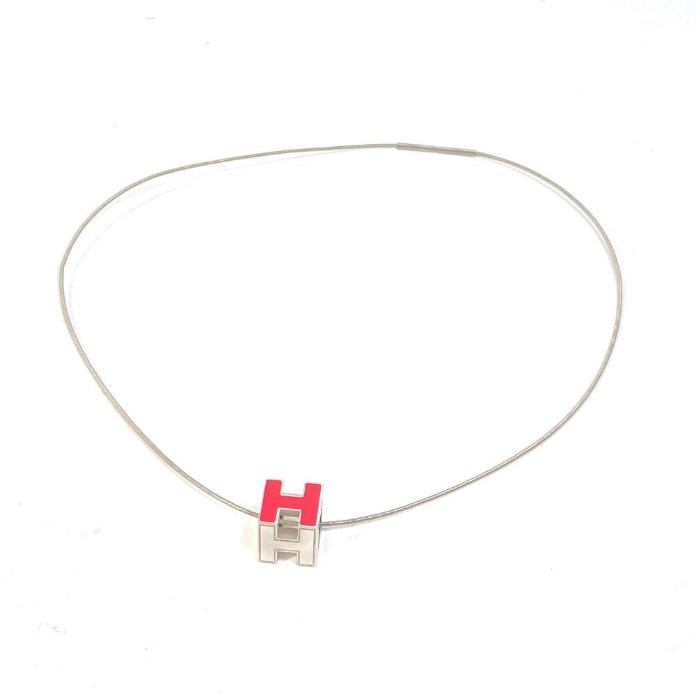 HERMES Necklace metal Silver H cube Cardue Ash Women