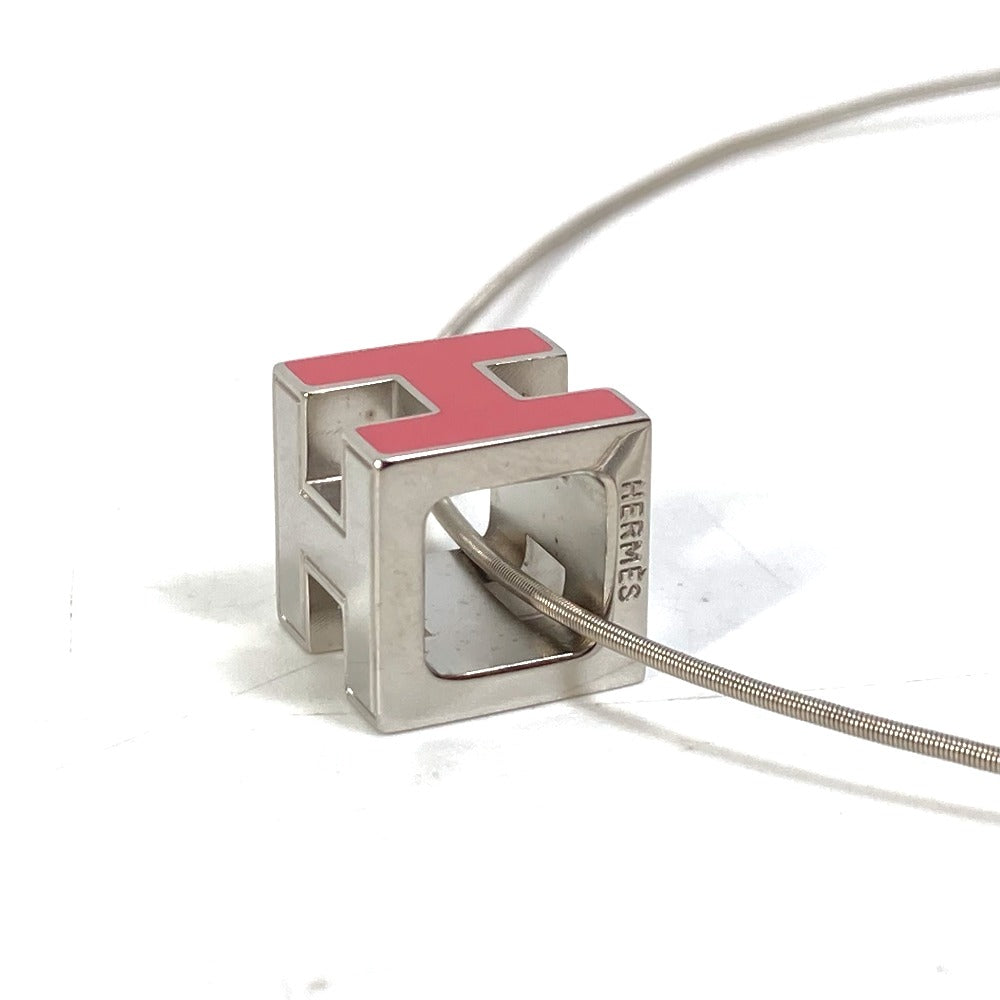 HERMES Necklace metal Silver H cube Cardue Ash Women