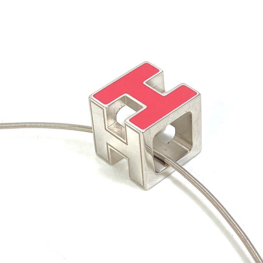 HERMES Necklace metal Silver H cube Cardue Ash Women