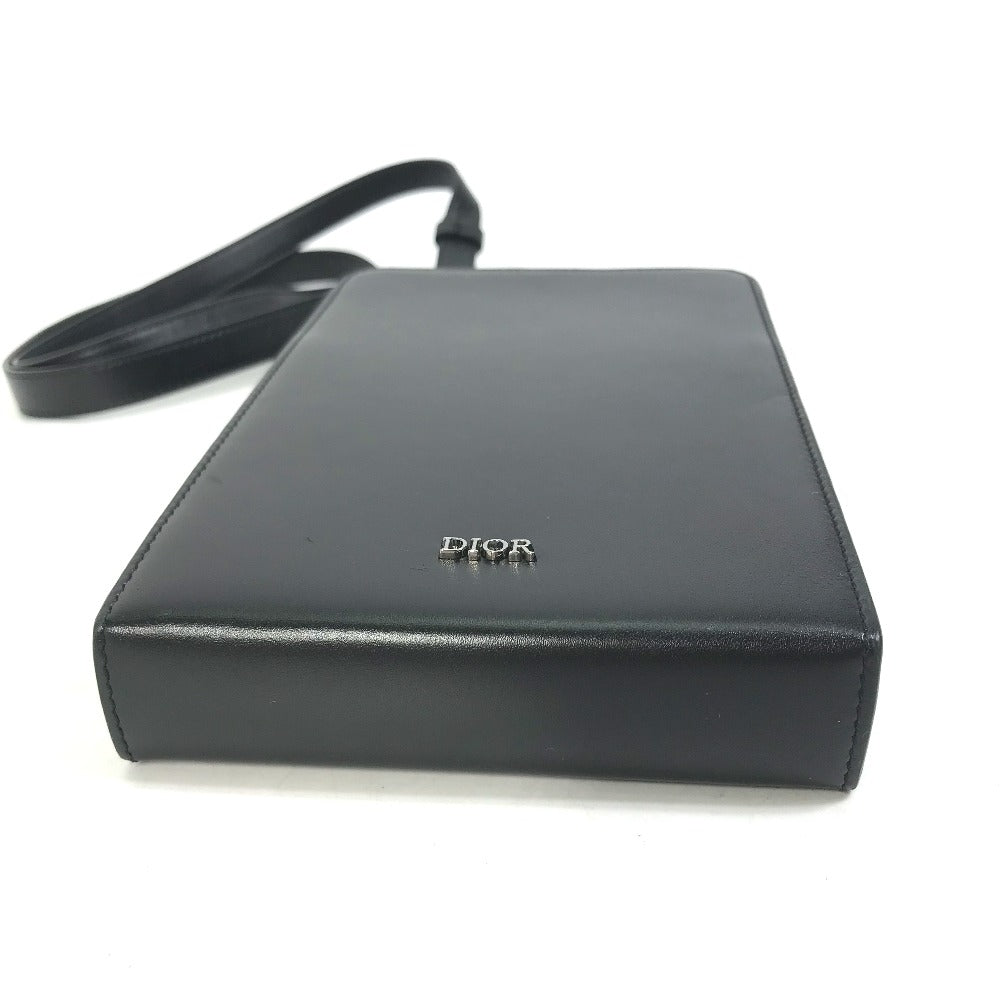 Christian Dior Shoulder Bag leather black pochette bag crossbody Phone case mens