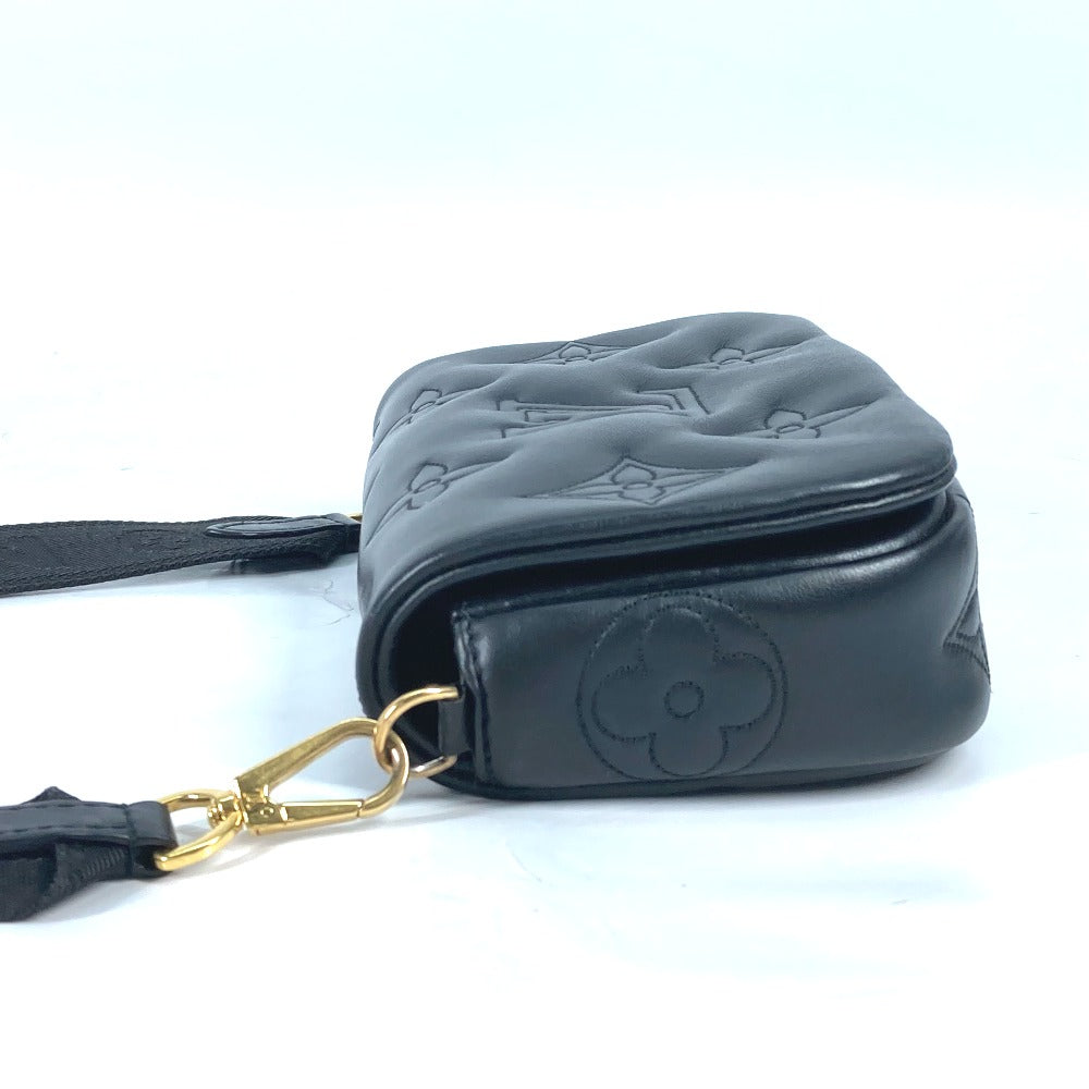 LOUIS VUITTON Shoulder Bag M81398 leather black Monogram Bubblegram wallet on strap