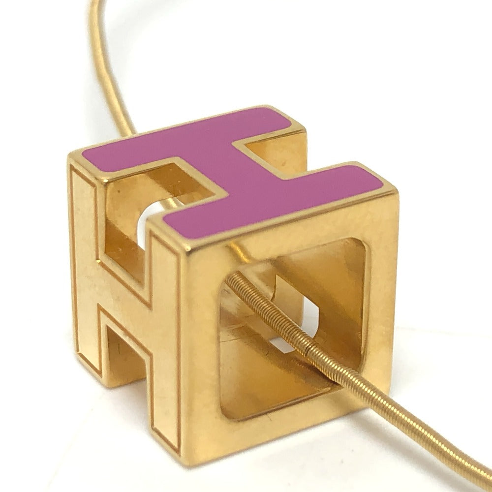 HERMES Necklace lacquer purple H cube Cardue Ash Women