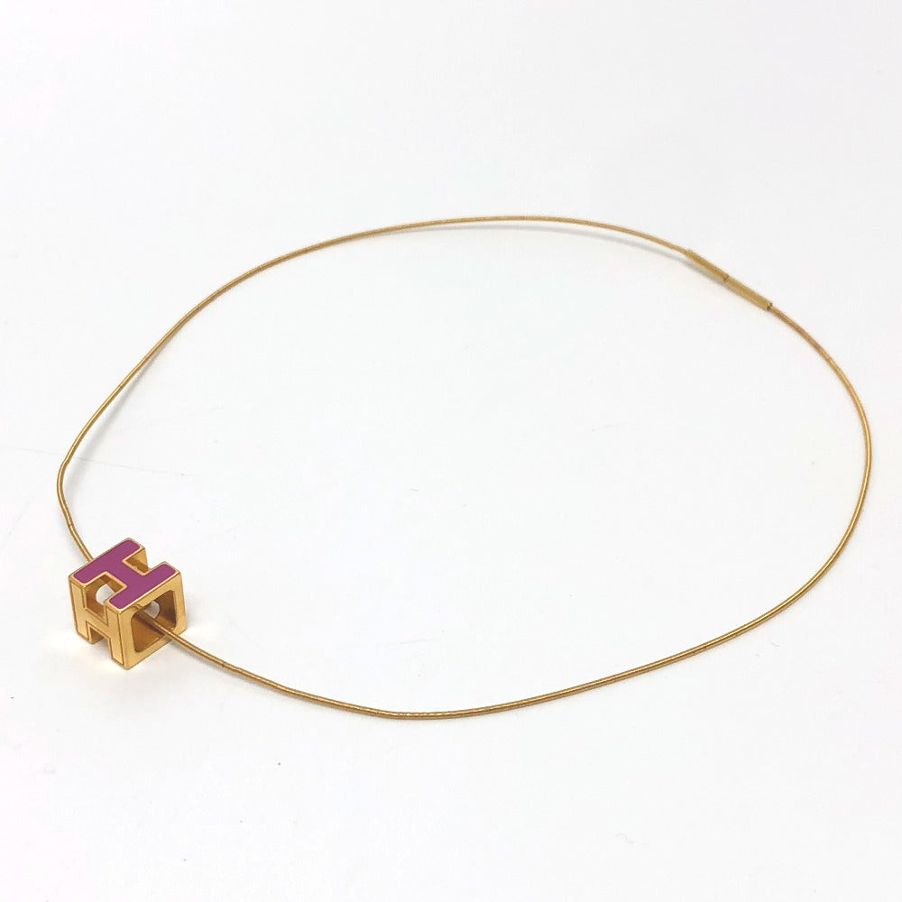 HERMES Necklace lacquer purple H cube Cardue Ash Women