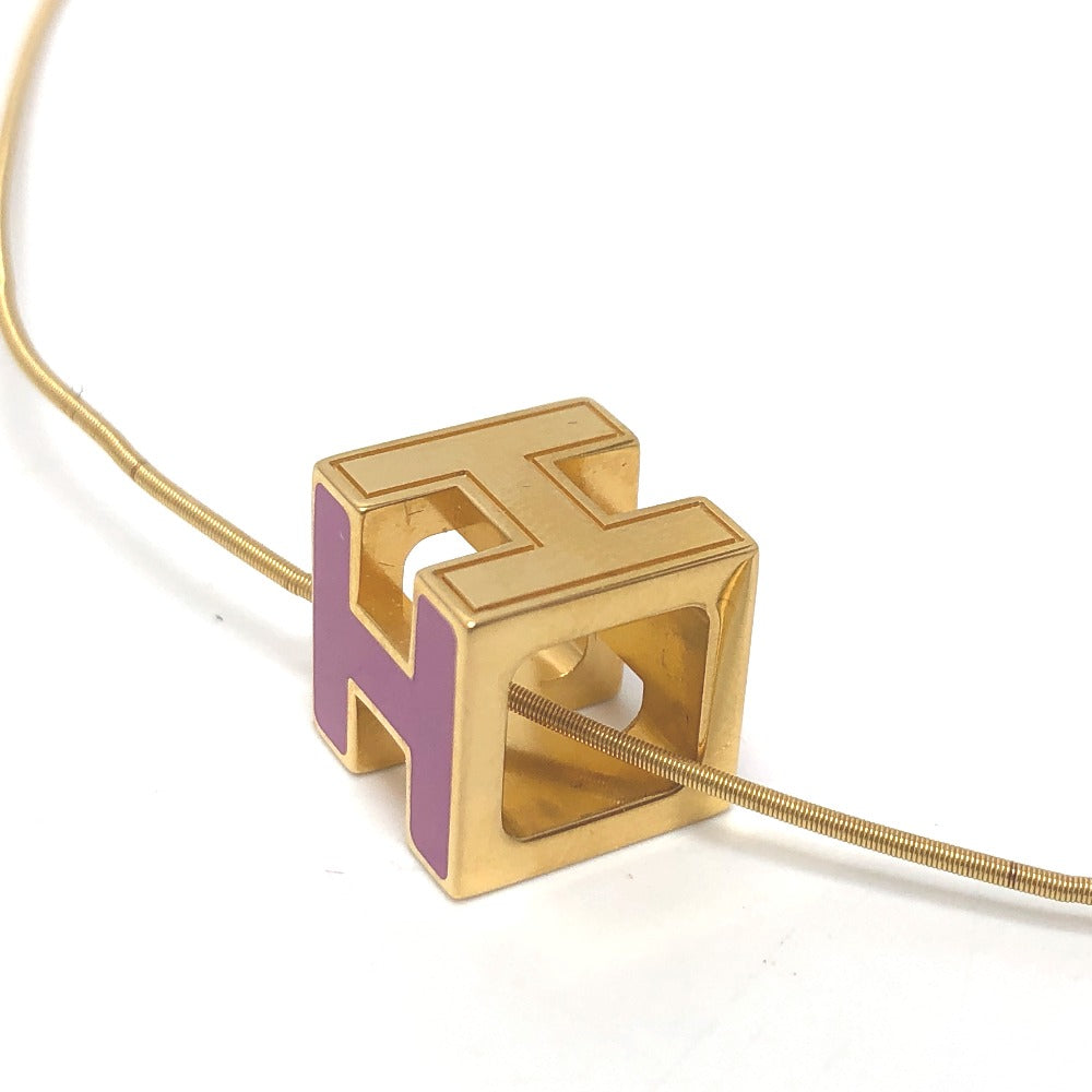 HERMES Necklace lacquer purple H cube Cardue Ash Women