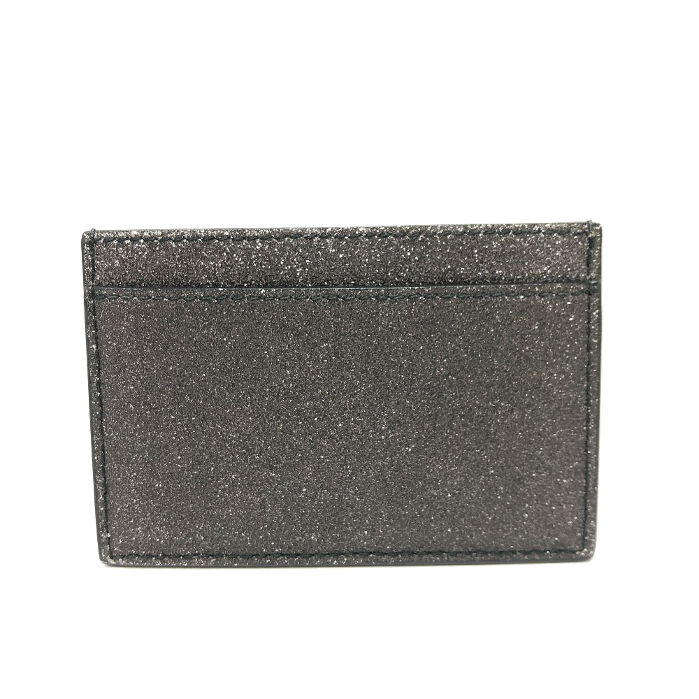 BALENCIAGA Card Case 392126 leather gray logo glitter Pass case Women