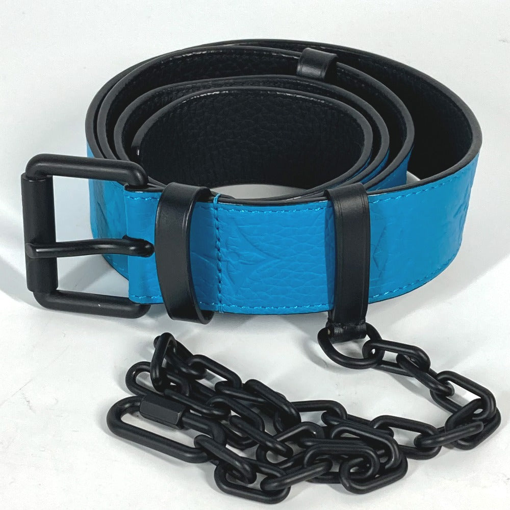 LOUIS VUITTON belt MP207T Taurillon Clemence blue Virgil Abloh Monogram Saint Tulle Signature mens 95-38