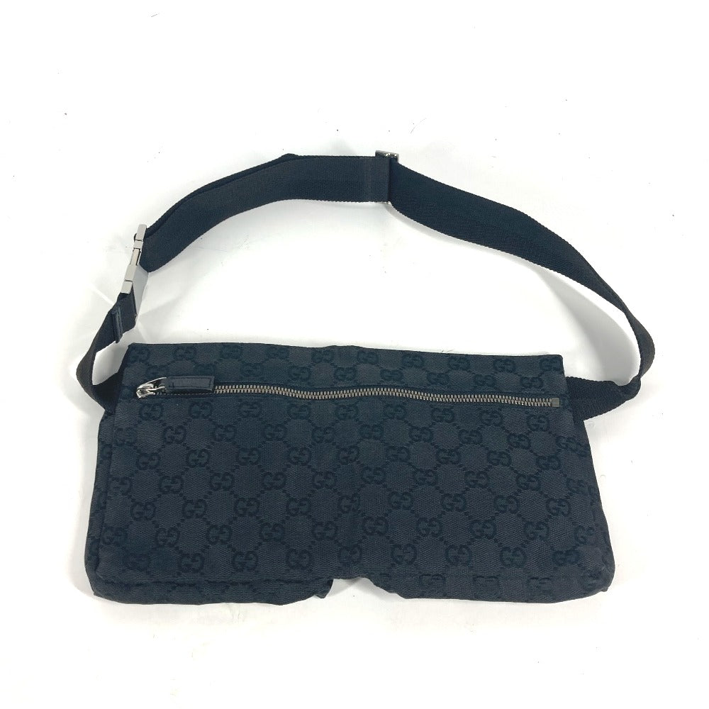 GUCCI Waist bag 28566 GG canvas black GG canvas W pocket mens